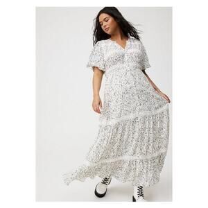 Torrid Whisper White Daisy Lane Puff Sleeve Gauze Maxi Dress Sz.4 NWT